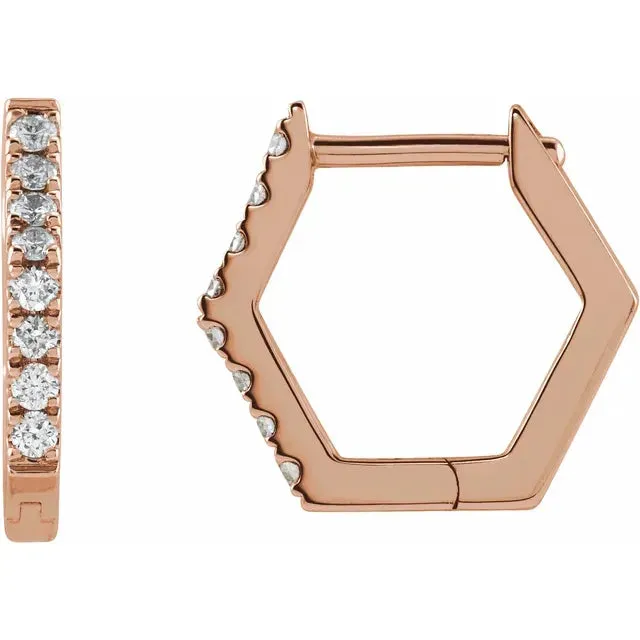 Geometric Diamond Accented Huggies Hoop Earrings Fire Brilliance Earrings
