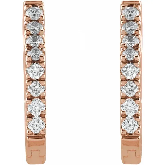 Geometric Diamond Accented Huggies Hoop Earrings Fire Brilliance Earrings