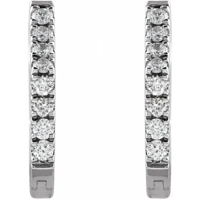 Geometric Diamond Accented Huggies Hoop Earrings Fire Brilliance Earrings