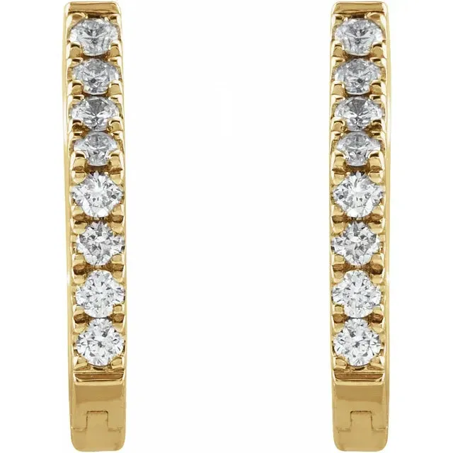 Geometric Diamond Accented Huggies Hoop Earrings Fire Brilliance Earrings