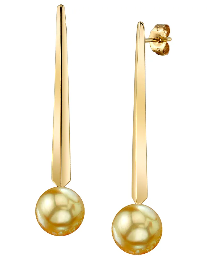 Golden South Sea Pearl Mod Dangle Earrings spt Earrings