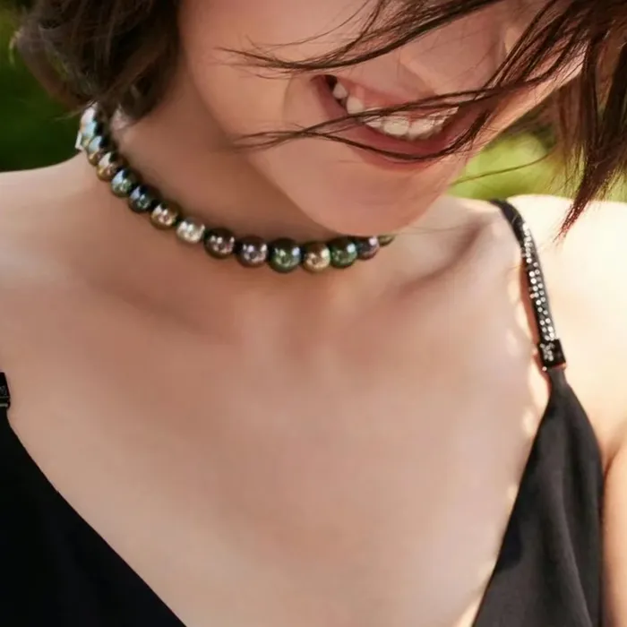 Necklaces 18K Gold Aurora Queen Tahitian Pearl Necklace KN00153 Pearly Lustre