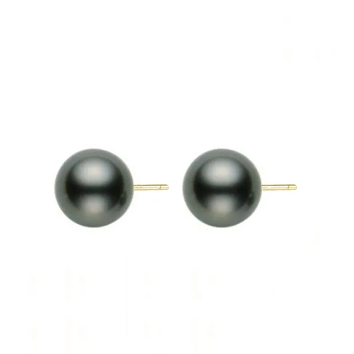 Pearly Lustre Earrings Elegant 18K Gold 2nd Grade Tahitian Pearl Stud Earrings KE00016 Pearly Lustre Earrings Elegant 18K Gold 2nd Grade Tahitian Pearl Stud Earrings KE00016
