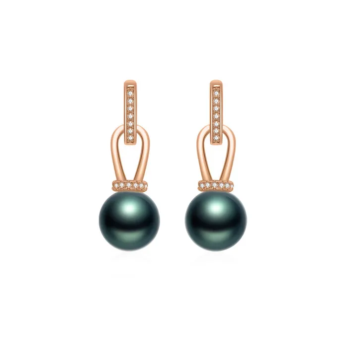 Pearly Lustre Earrings Elegant Tahitian Saltwater Pearl Earrings WE00405