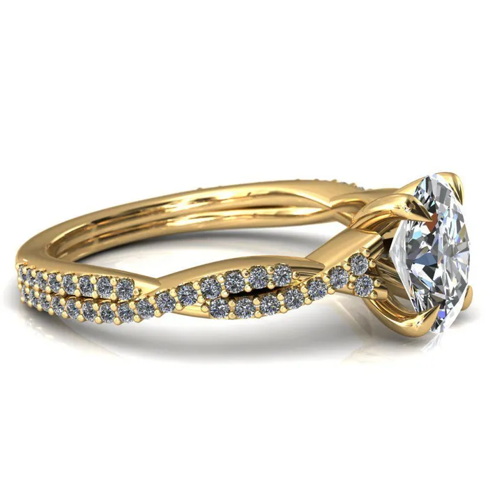 Rings Amberley Oval Center Stone 4 Claw Prong 12 Infinity Diamond Accent Ring Engagement Ring Fire Brilliance 