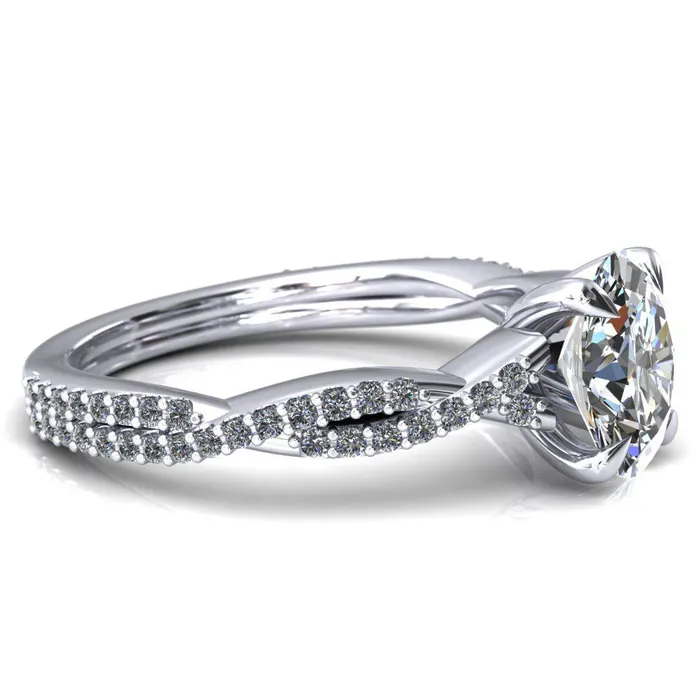 Rings Amberley Oval Center Stone 4 Claw Prong 12 Infinity Diamond Accent Ring Engagement Ring Fire Brilliance 