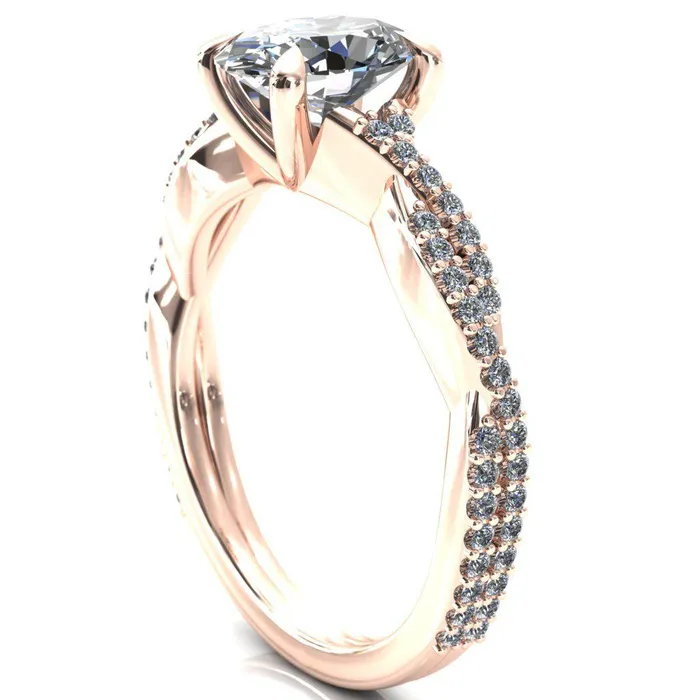 Rings Amberley Oval Center Stone 4 Claw Prong 12 Infinity Diamond Accent Ring Engagement Ring Fire Brilliance 