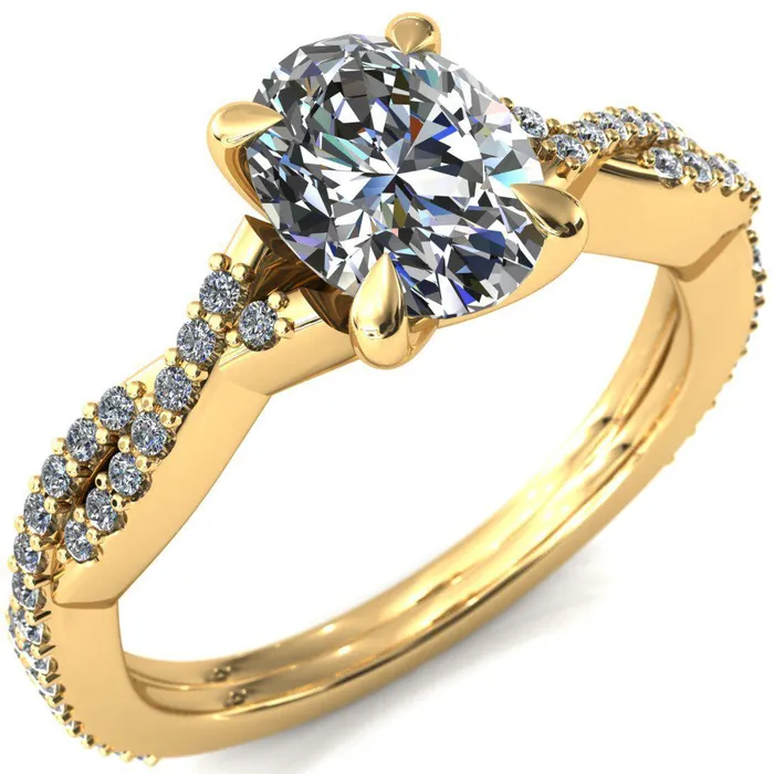 Rings Amberley Oval Center Stone 4 Claw Prong 12 Infinity Diamond Accent Ring Engagement Ring Fire Brilliance 