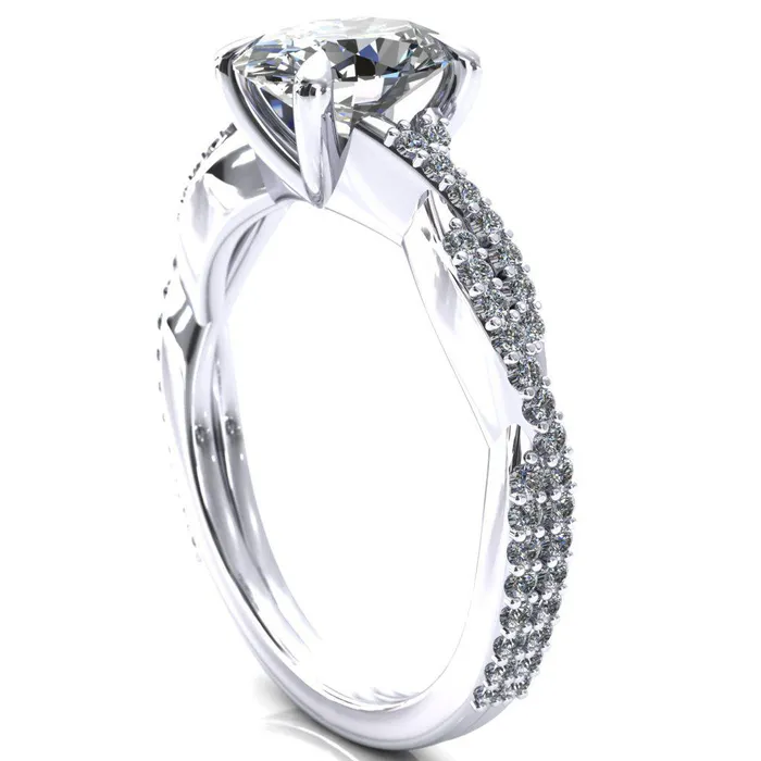 Rings Amberley Oval Center Stone 4 Claw Prong 12 Infinity Diamond Accent Ring Engagement Ring Fire Brilliance 