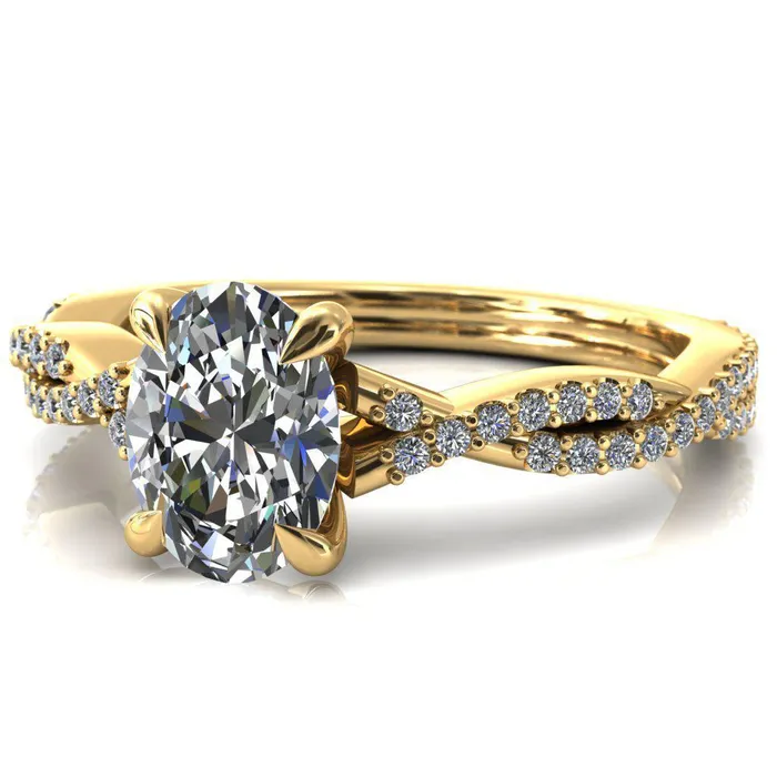 Rings Amberley Oval Center Stone 4 Claw Prong 12 Infinity Diamond Accent Ring Engagement Ring Fire Brilliance 