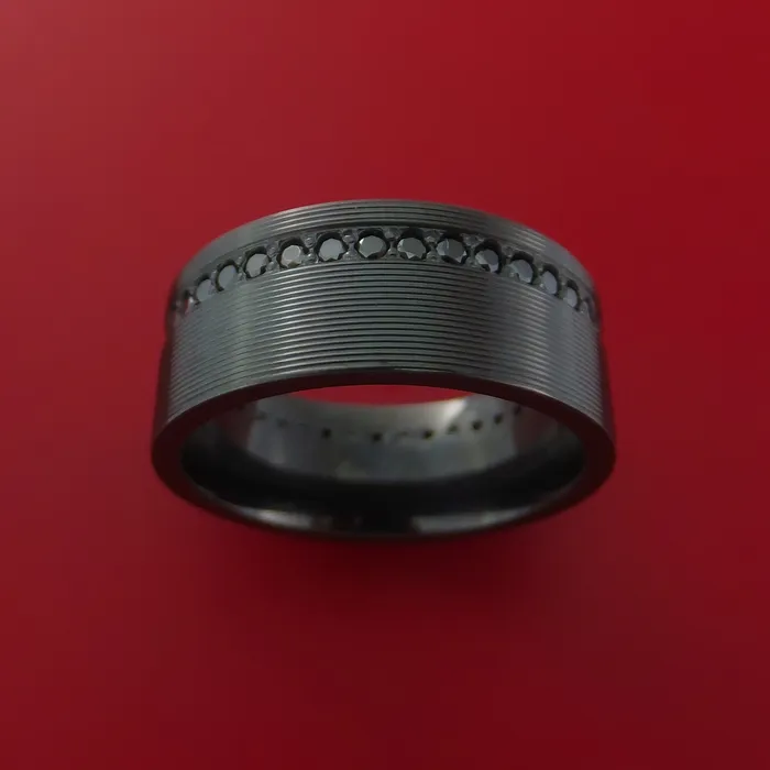 Rings Lashbrook Black Zirconium Ring with Black Diamonds Custom Made Band
