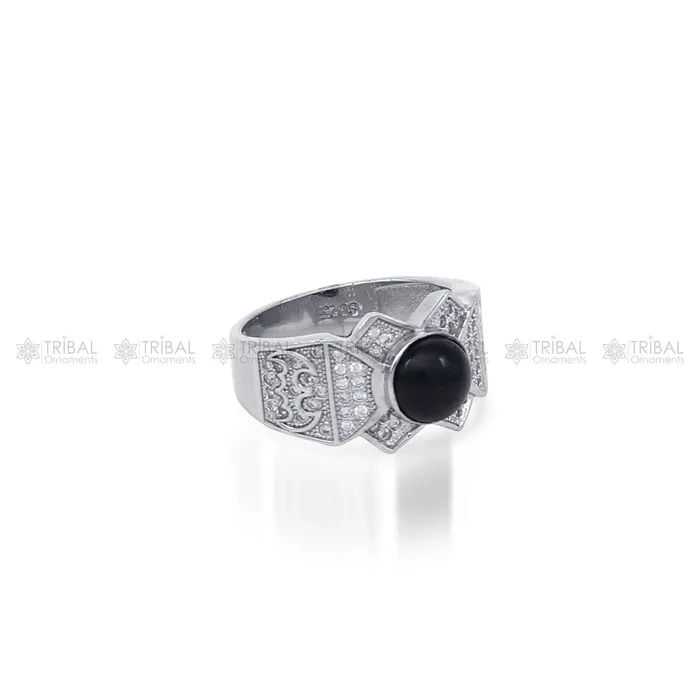 Rings TRIBAL ORNAMENTS 925 sterling silver black stone ring Jewelry sr725