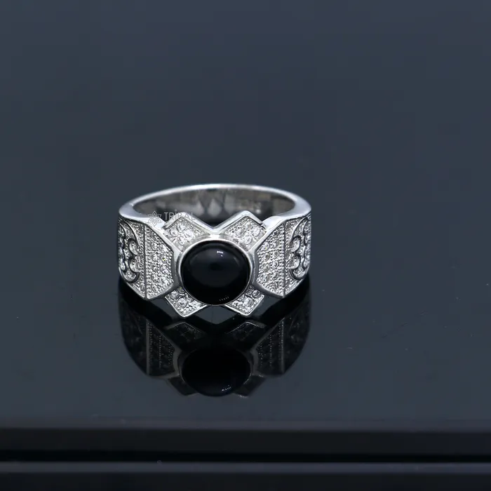 Rings TRIBAL ORNAMENTS 925 sterling silver black stone ring Jewelry sr725