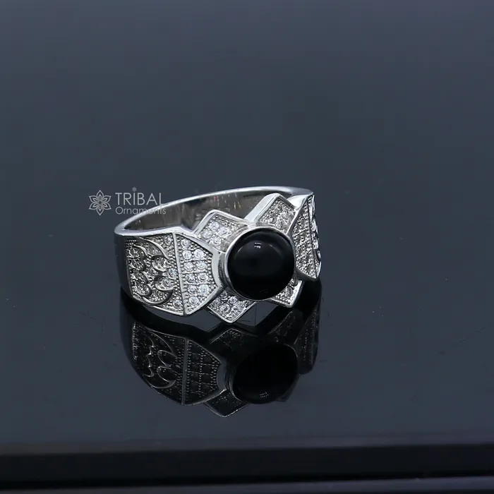 Rings TRIBAL ORNAMENTS 925 sterling silver black stone ring Jewelry sr725