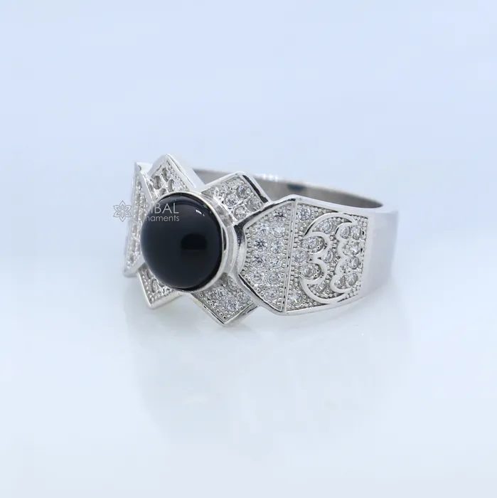 Rings TRIBAL ORNAMENTS 925 sterling silver black stone ring Jewelry sr725