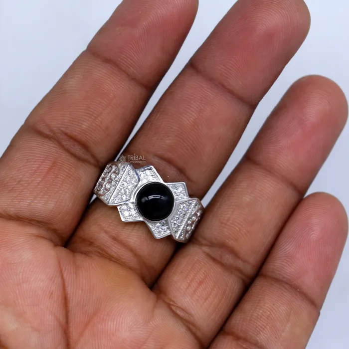 Rings TRIBAL ORNAMENTS 925 sterling silver black stone ring Jewelry sr725