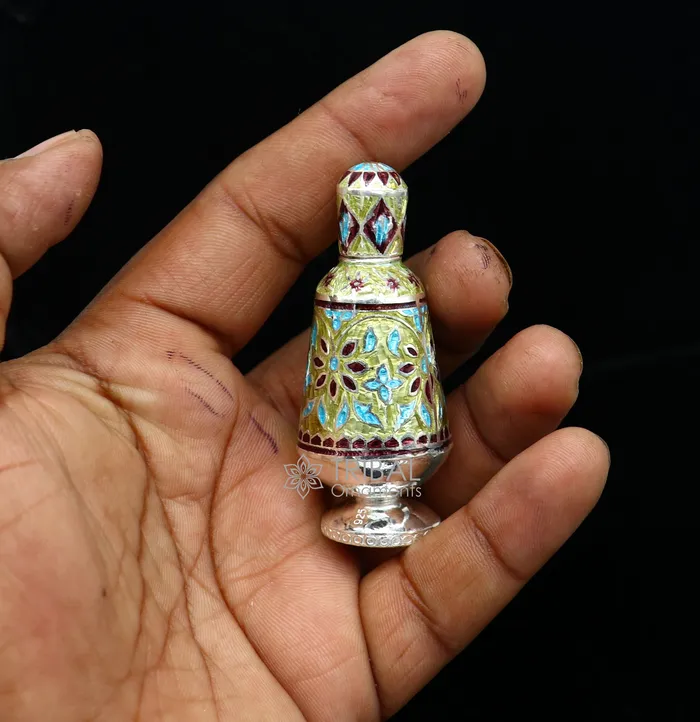 Rings TRIBAL ORNAMENTS 925 Sterling silver handmade fabulous trinket box gorgeous container box casket box sindoor box enamel work brides gifting box stb790 Rings TRIBAL ORNAMENTS 925 Sterling silver handmade fabulous trinket box gorgeous container box casket box sindoor box enamel work brides gifting box stb790
