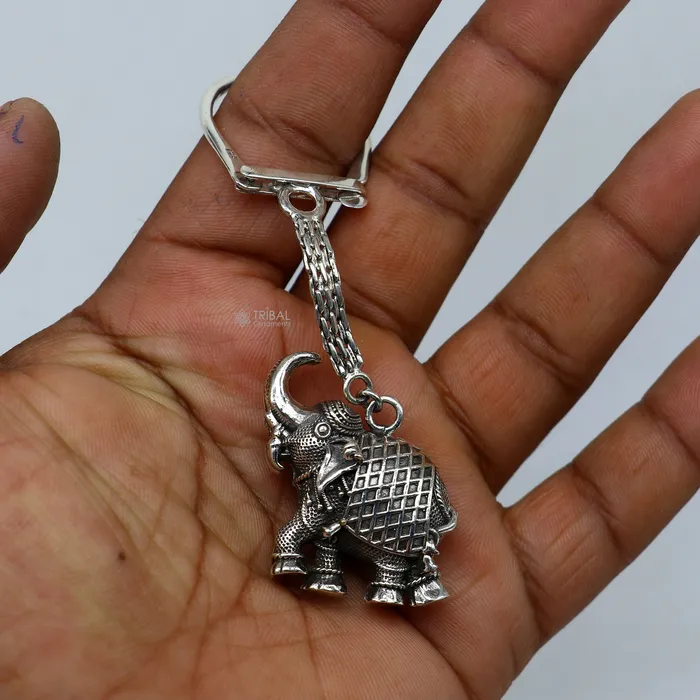 Rings TRIBAL ORNAMENTS 925 Sterling silver handmade unique vintage elephant design solid key chian stylish royal gifting silver accessories unisex gift kch24