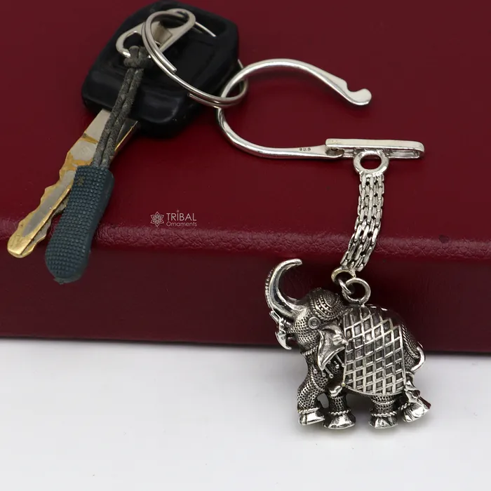 Rings TRIBAL ORNAMENTS 925 Sterling silver handmade unique vintage elephant design solid key chian stylish royal gifting silver accessories unisex gift kch24