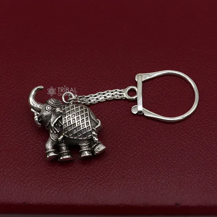 Rings TRIBAL ORNAMENTS 925 Sterling silver handmade unique vintage elephant design solid key chian stylish royal gifting silver accessories unisex gift kch24