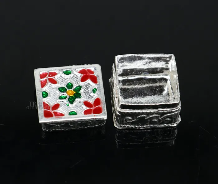 Rings TRIBAL ORNAMENTS 925 sterling silver trinket box kajal boxcasket box bridal square shape box collection container box eyeliner box gifting art stb345