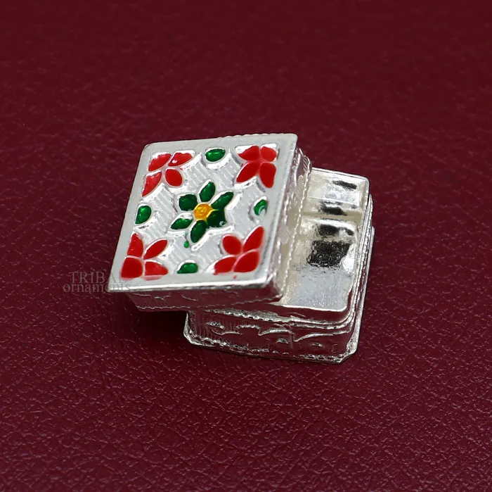 Rings TRIBAL ORNAMENTS 925 sterling silver trinket box kajal boxcasket box bridal square shape box collection container box eyeliner box gifting art stb345
