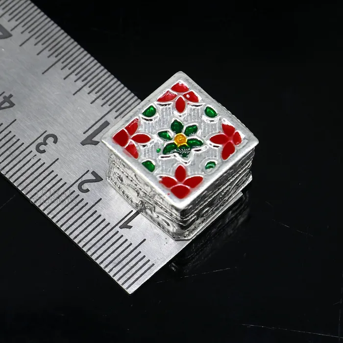 Rings TRIBAL ORNAMENTS 925 sterling silver trinket box kajal boxcasket box bridal square shape box collection container box eyeliner box gifting art stb345