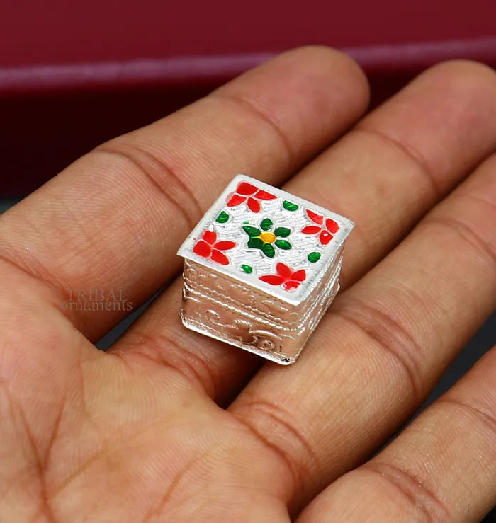 Rings TRIBAL ORNAMENTS 925 sterling silver trinket box kajal boxcasket box bridal square shape box collection container box eyeliner box gifting art stb345