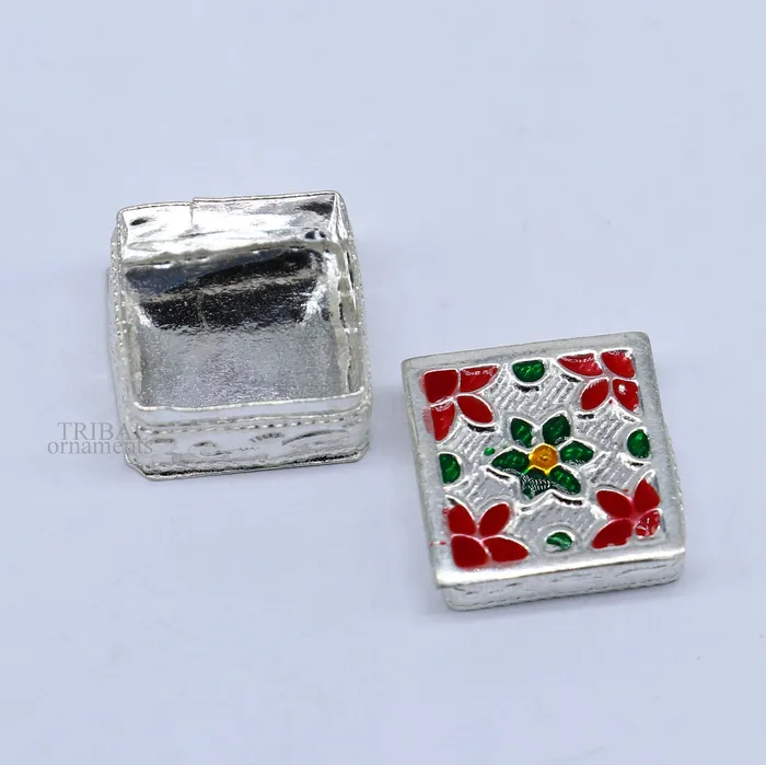 Rings TRIBAL ORNAMENTS 925 sterling silver trinket box kajal boxcasket box bridal square shape box collection container box eyeliner box gifting art stb345