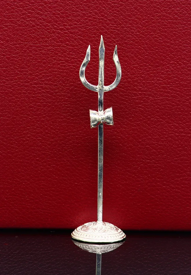 Rings TRIBAL ORNAMENTS Divine Lord shiva Trident Solid sterling silver Trishul puja article utensils goddess trishul trident god accessories from india su341