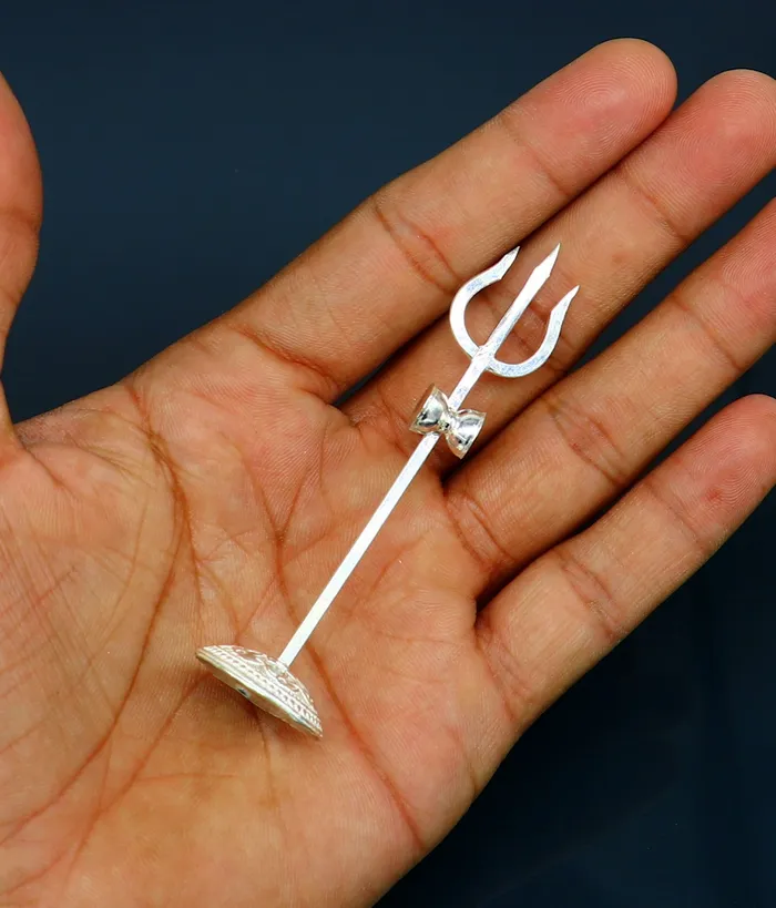 Rings TRIBAL ORNAMENTS Divine Lord shiva Trident Solid sterling silver Trishul puja article utensils goddess trishul trident god accessories from india su341