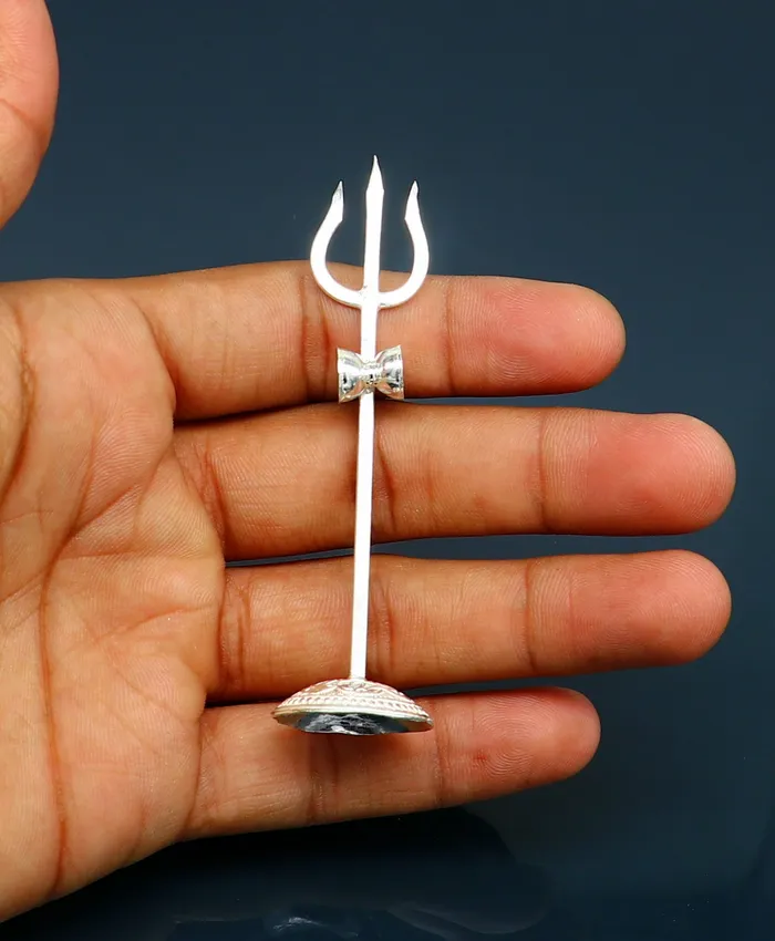 Rings TRIBAL ORNAMENTS Divine Lord shiva Trident Solid sterling silver Trishul puja article utensils goddess trishul trident god accessories from india su341
