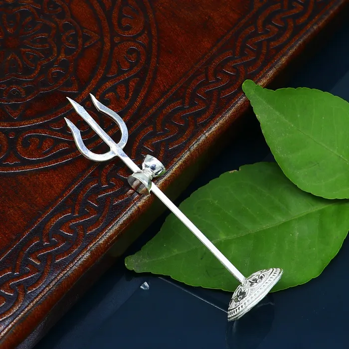 Rings TRIBAL ORNAMENTS Divine Lord shiva Trident Solid sterling silver Trishul puja article utensils goddess trishul trident god accessories from india su341