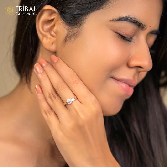 Rings TRIBAL ORNAMENTS Round shape diamond rose gold silver ring