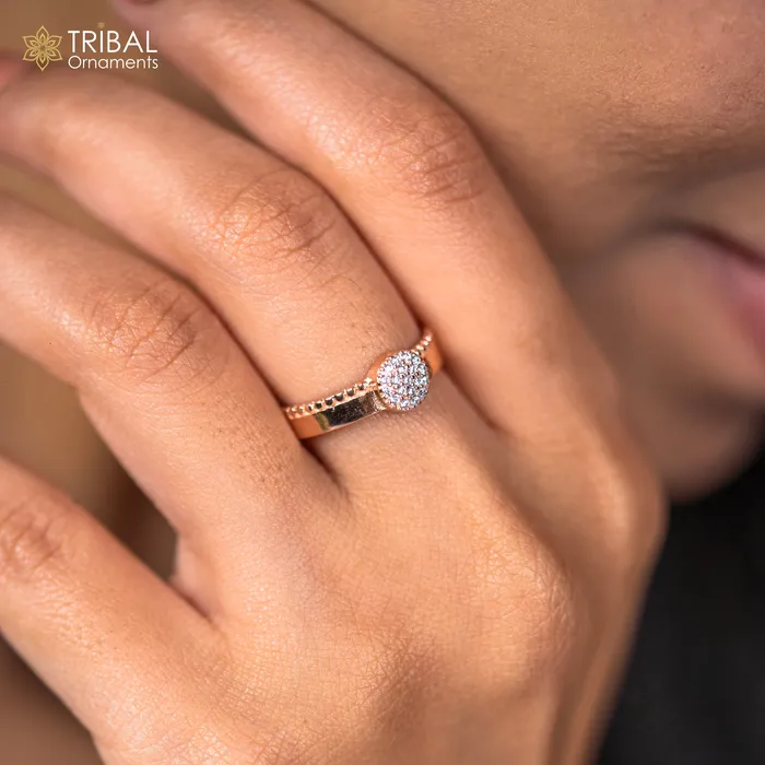Rings TRIBAL ORNAMENTS Round shape diamond rose gold silver ring