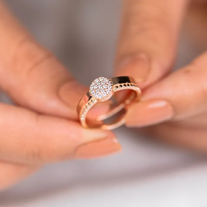 Rings TRIBAL ORNAMENTS Round shape diamond rose gold silver ring