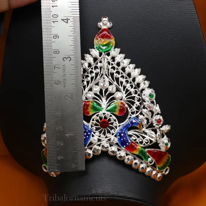 Rings TribalOrnaments Solid sterling silver vintage antique design handmade mukut crown amazing peacock design silver god crown home temple god art su525 Rings TribalOrnaments Solid sterling silver vintage antique design handmade mukut crown amazing peacock design silver god crown home temple god art su525