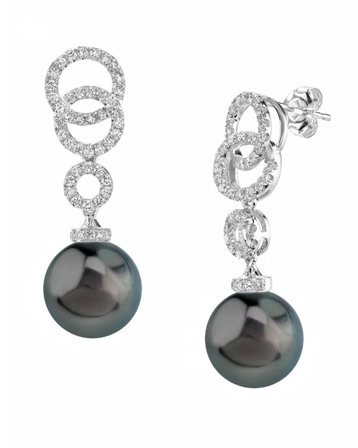 spt Earrings Tahitian South Sea Pearl Diamond Link Earrings