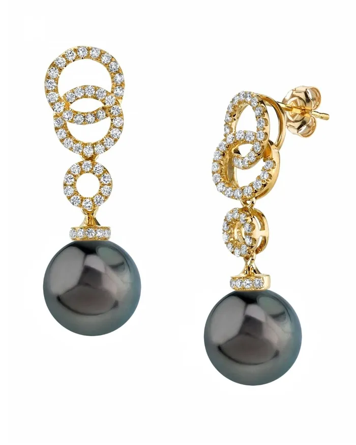 spt Earrings Tahitian South Sea Pearl Diamond Link Earrings
