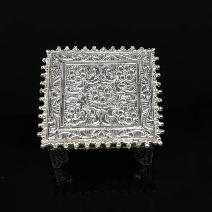 TRIBAL ORNAMENTS Rings 2 Vintage design Sterling silver handmade customize small square shape tablebazotchouki excellent home puja utensils temple art su1198