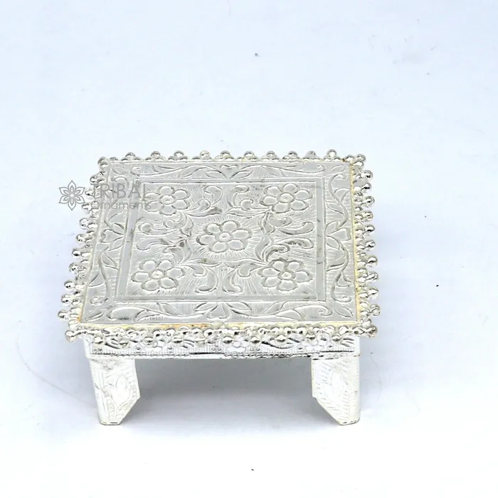 TRIBAL ORNAMENTS Rings 2 Vintage design Sterling silver handmade customize small square shape tablebazotchouki excellent home puja utensils temple art su1198