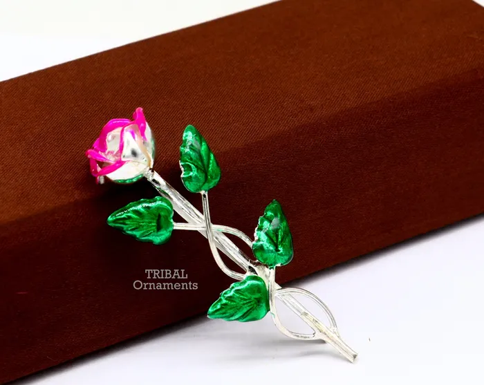 TRIBAL ORNAMENTS Rings 925 sterling silver handmade rose flower design mens brooch for shirt or suit blazer suit amazing wedding party jewelry for mens su746 TRIBAL ORNAMENTS Rings 925 sterling silver handmade rose flower design mens brooch for shirt or suit blazer suit amazing wedding party jewelry for mens su746
