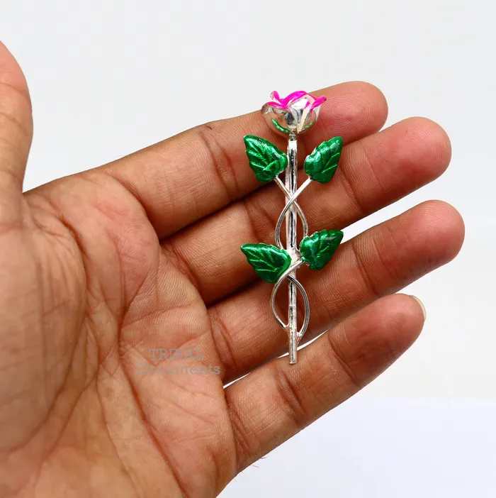 TRIBAL ORNAMENTS Rings 925 sterling silver handmade rose flower design mens brooch for shirt or suit blazer suit amazing wedding party jewelry for mens su746