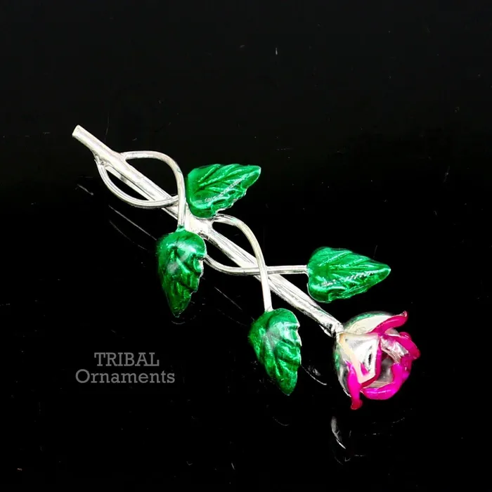 TRIBAL ORNAMENTS Rings 925 sterling silver handmade rose flower design mens brooch for shirt or suit blazer suit amazing wedding party jewelry for mens su746