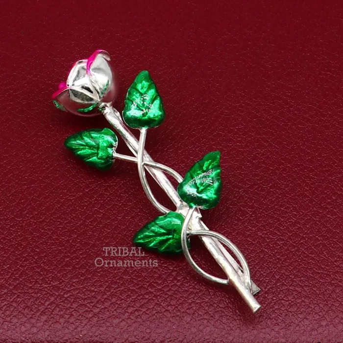 TRIBAL ORNAMENTS Rings 925 sterling silver handmade rose flower design mens brooch for shirt or suit blazer suit amazing wedding party jewelry for mens su746