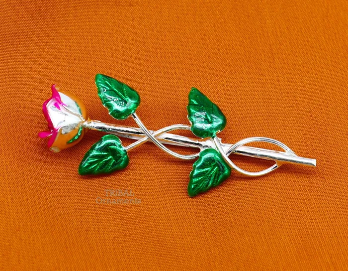 TRIBAL ORNAMENTS Rings 925 sterling silver handmade rose flower design mens brooch for shirt or suit blazer suit amazing wedding party jewelry for mens su746