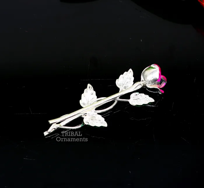 TRIBAL ORNAMENTS Rings 925 sterling silver handmade rose flower design mens brooch for shirt or suit blazer suit amazing wedding party jewelry for mens su746
