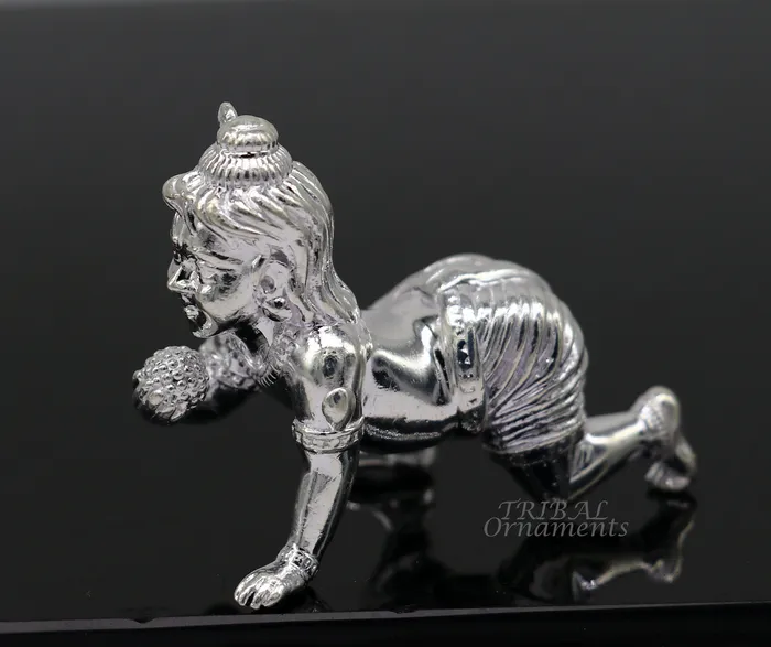 TRIBAL ORNAMENTS Rings 925 Sterling silver Idol Krishna Bal Gopala crawling Krishna statue figurine child krishna laddu gopala sculpture silver article art583 TRIBAL ORNAMENTS Rings 925 Sterling silver Idol Krishna Bal Gopala crawling Krishna statue figurine child krishna laddu gopala sculpture silver article art583