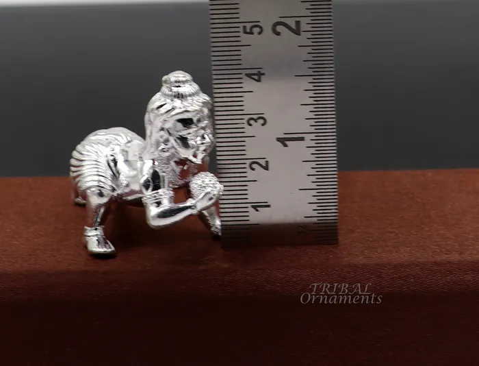 TRIBAL ORNAMENTS Rings 925 Sterling silver Idol Krishna Bal Gopala crawling Krishna statue figurine child krishna laddu gopala sculpture silver article art583