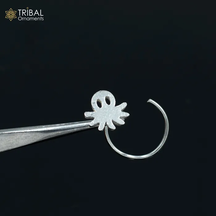 TRIBAL ORNAMENTS Rings 925 sterling silver unique design handmade fabulous nose pin u band tribal jewelry np85